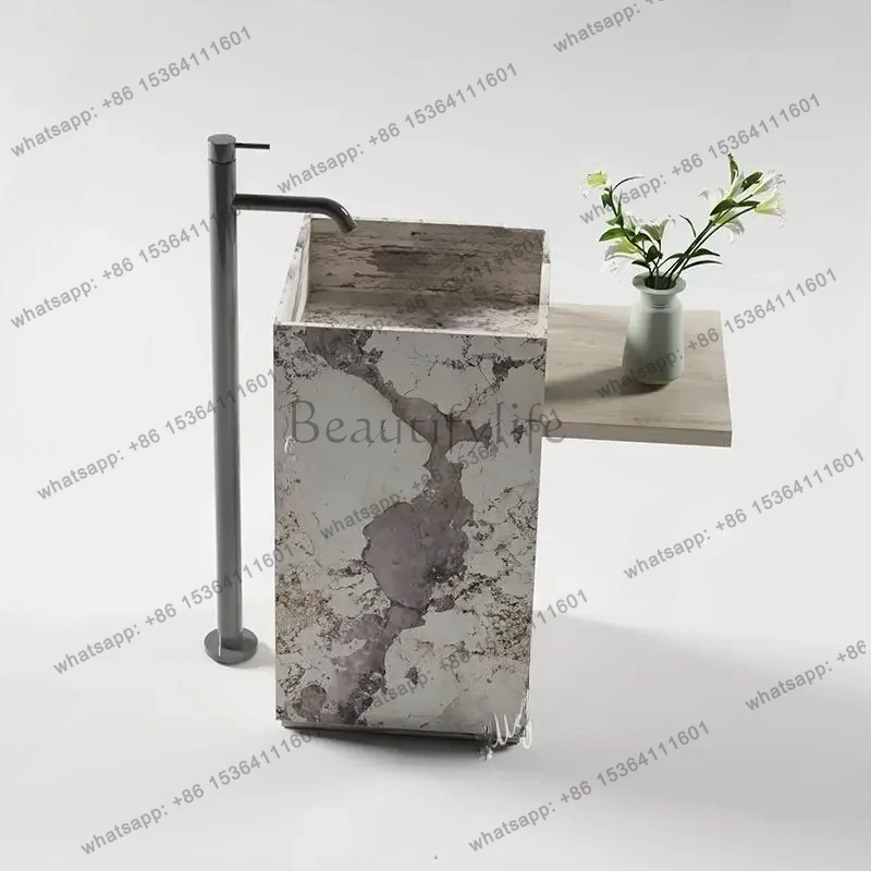 Easy-Clean Fish Belly White Rock Panel Basin: Outdoor Floor-Standing Sink with Matte Finish, Waterproof Storage​