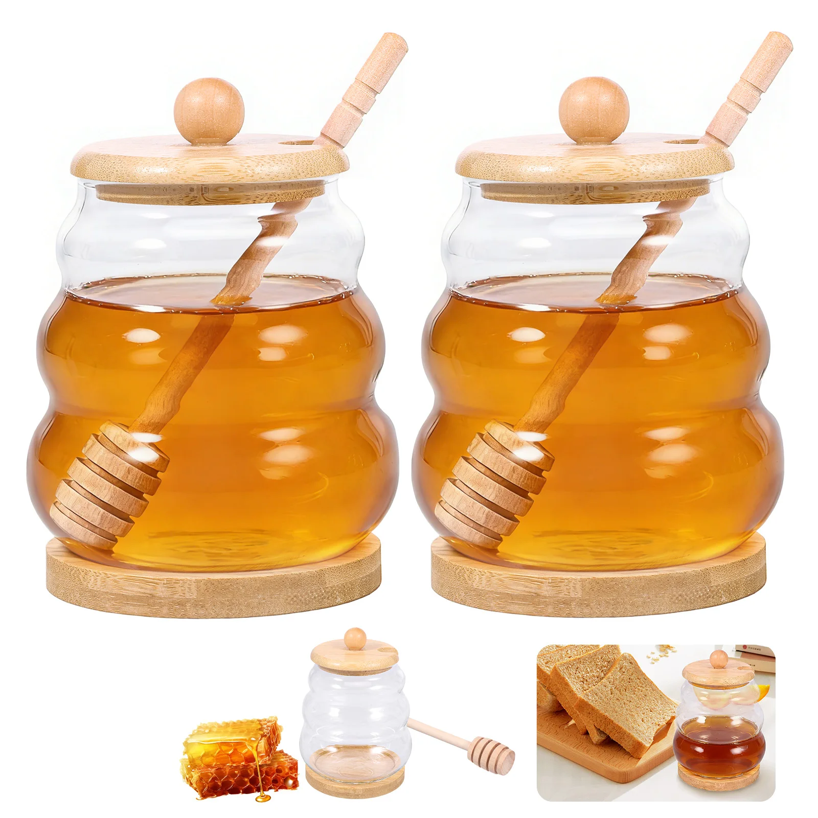 

Airtight Syrup Dispenser with Lid & Stirring Rod Transparent Honey Storage Container Kitchen Tools Home Kitchen Essen