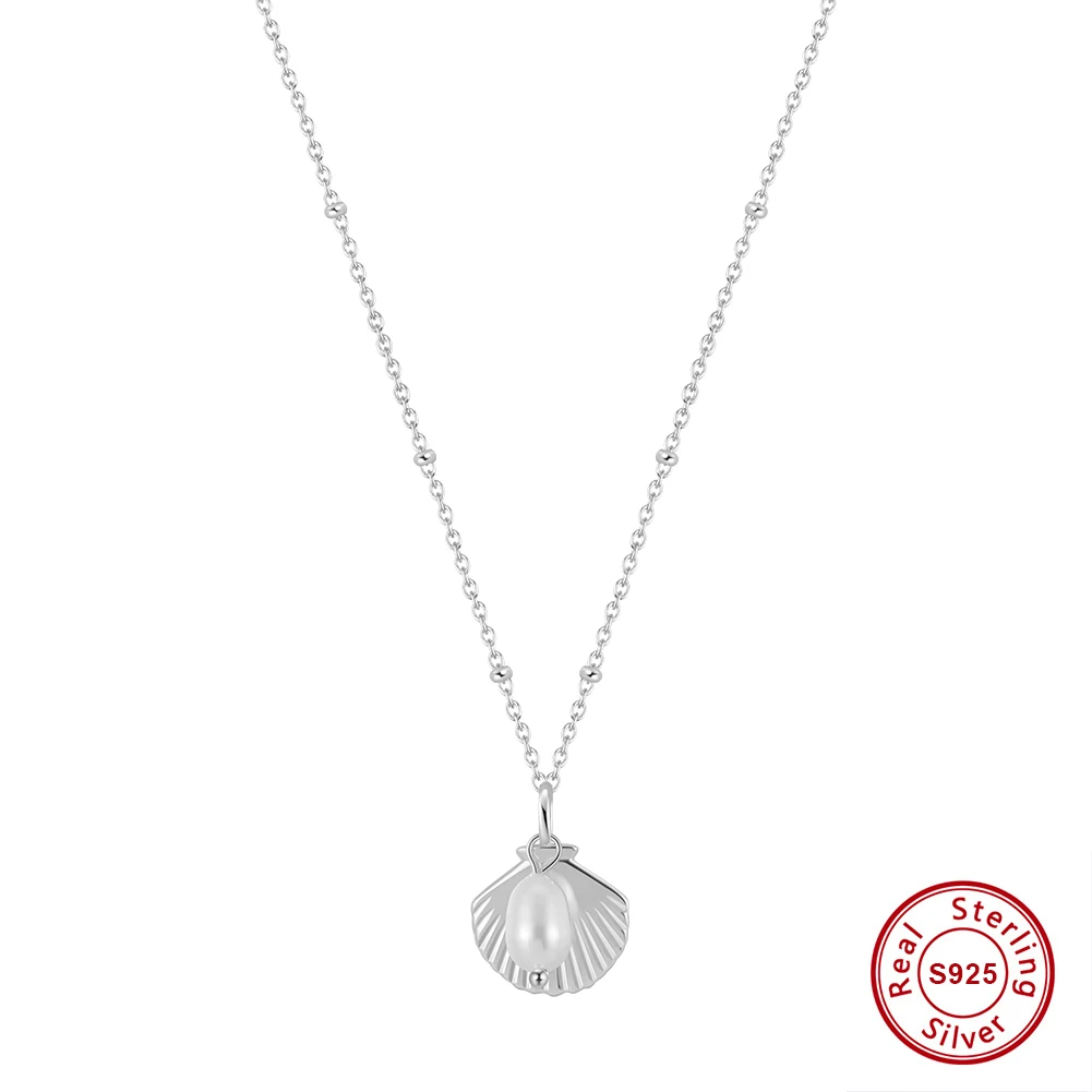 

Ожерелье KISS MANDY из стерлингового серебра 925 пробы с подвеской в ​​форме ракушки и пресноводным жемчугом, изысканное колье-чокер, цепочка на ключицу, подарок для вечеринки, GPN83