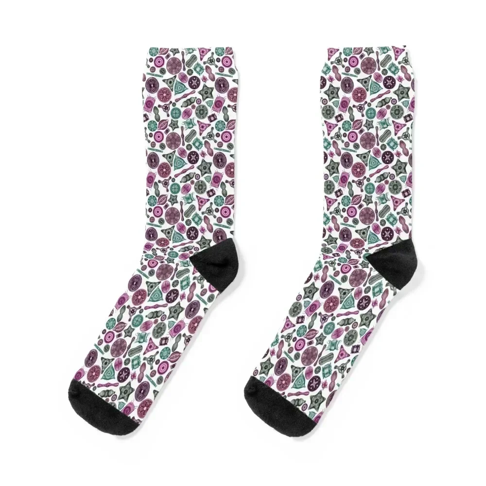 Ernst Haeckel Teal Diatoms Tossed in Pinks and Greens Socks soccer anti-slip funny gift Socks Woman Men's