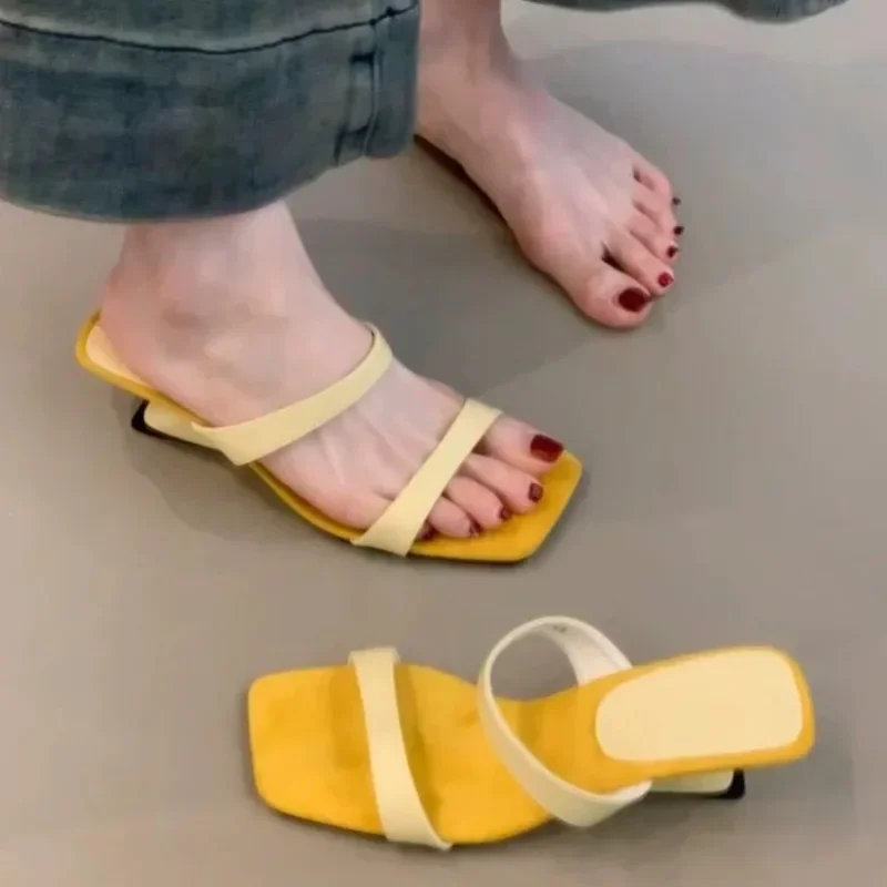 

Square head one belt wedge cool drag summer new outward wear temperament open toe with skirt high heel sandals women