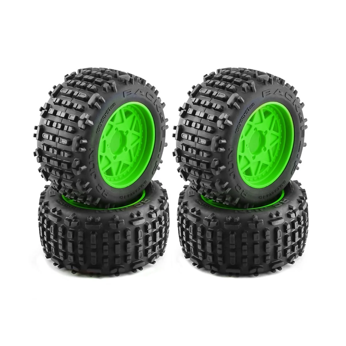 4Pcs 152mm 1/8 1/10 Monster Truck Tire with 12/14/17mm Wheel Hex for TRAXXAS Sledge E-Revo ARRMA KRATON Outcast,Green