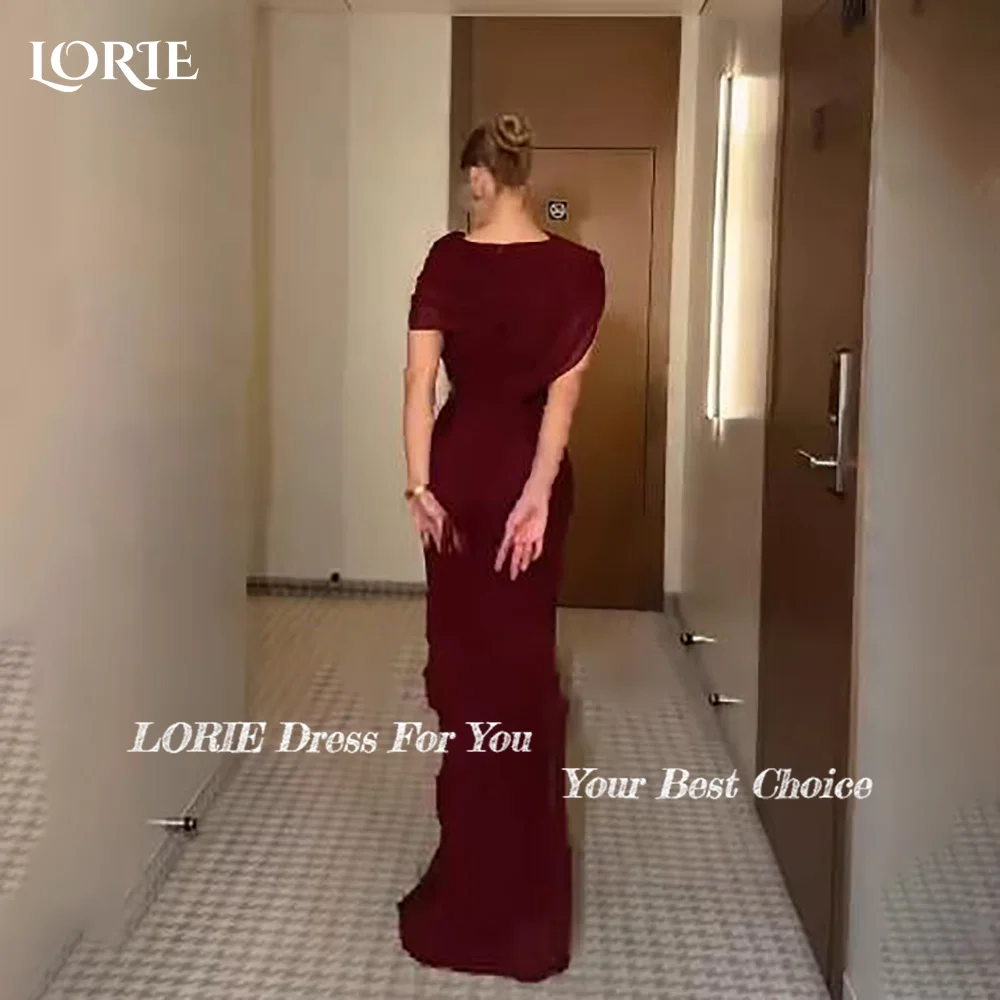 LORIE Modest Crepe Evening Dresses Elegant Cool Deep High Collar Corset Mermaid Arabia Prom Gown Ruffle Party Dresses Customized
