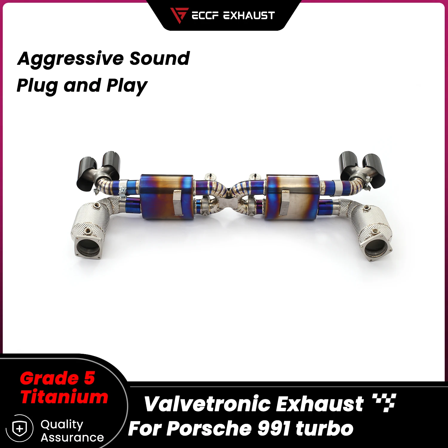 

Pneumatic Valve TItanium Catback Exhaust With Downpipe for Porsche 991 turbo Freely Adjustable Sound Control Easy Installation