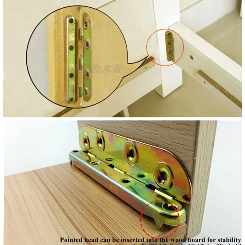 4 Pair 6-8 inch Invisible Bed hinge fixed latch lock plate bed buckle Corner connector Furniture mechanism fastener Hardware