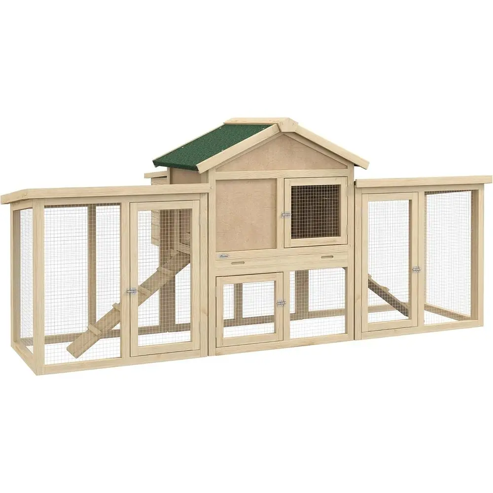 

80" Chicken Coop, Wooden Outdoor Chicken Cage Hen House with Nesting Box, Double Runs, Removable Tray, ps, or Backyard