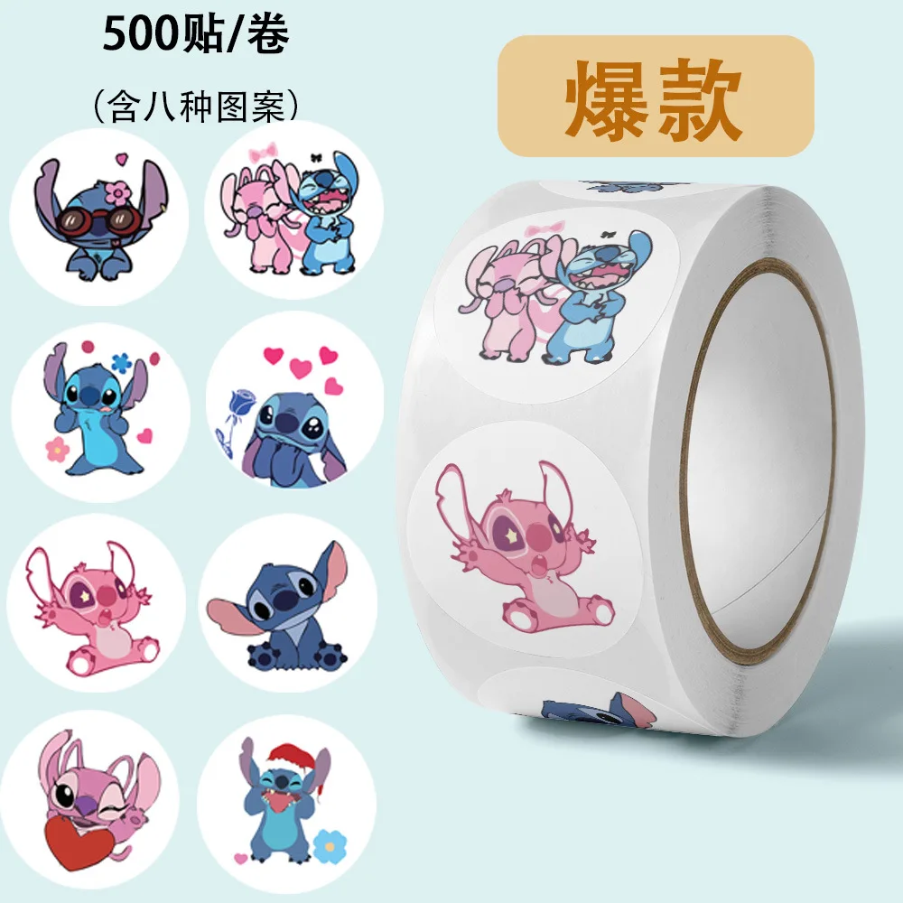 500pcs Disney Stitch Stickers Angel Lover Cute Cartoon Toy Notebook Decorative Label Sticker Packaging Seal Stationery Supplies