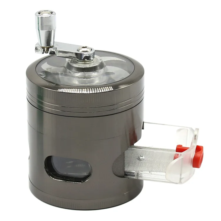 40mm Four-Layer Manual Metal Spice Grinder Hand Crank Herb Mill with Handle & Random Color Scraper, Portable No-Electric Grinder
