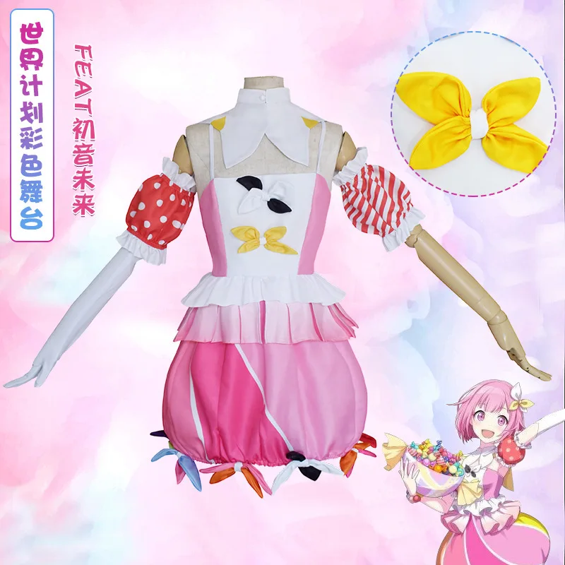 Wonderlands× Showtime Ootori Emu disfraz de escenario colorido, vestido rosa, encantador juego de rol, traje de peluca, regalo para mujeres y niñas