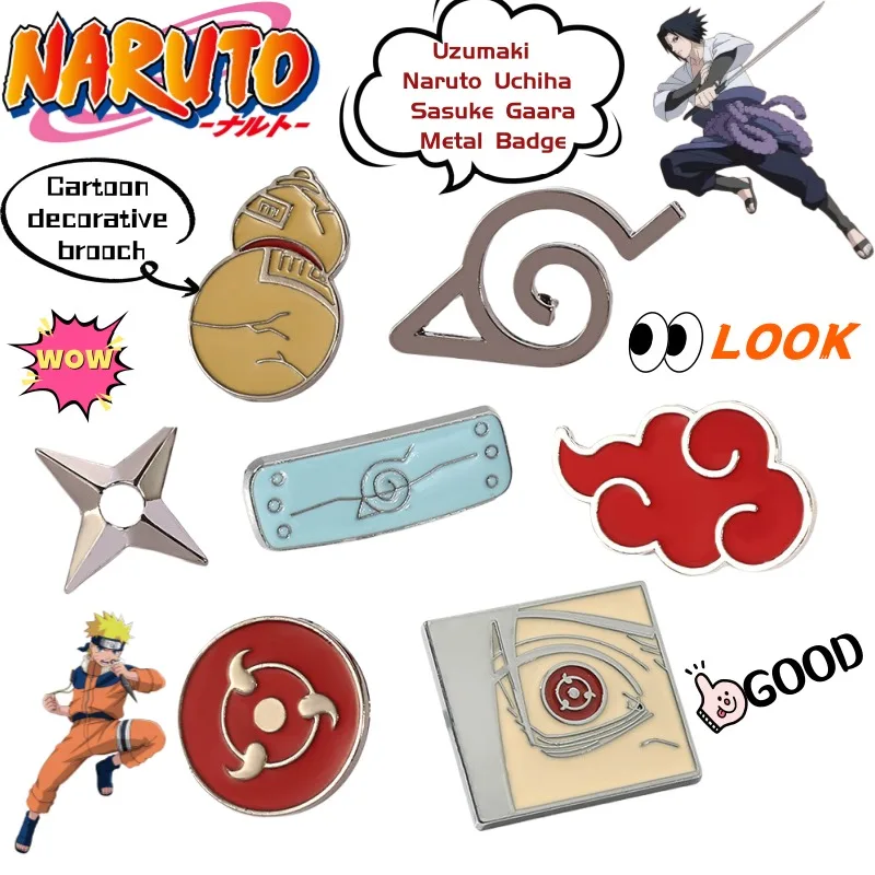 New NARUTO Uzumaki Naruto Uchiha Sasuke Gaara Cartoon Anime Peripheral Metal Badge Personality 2D Creative Brooch Holiday Gift