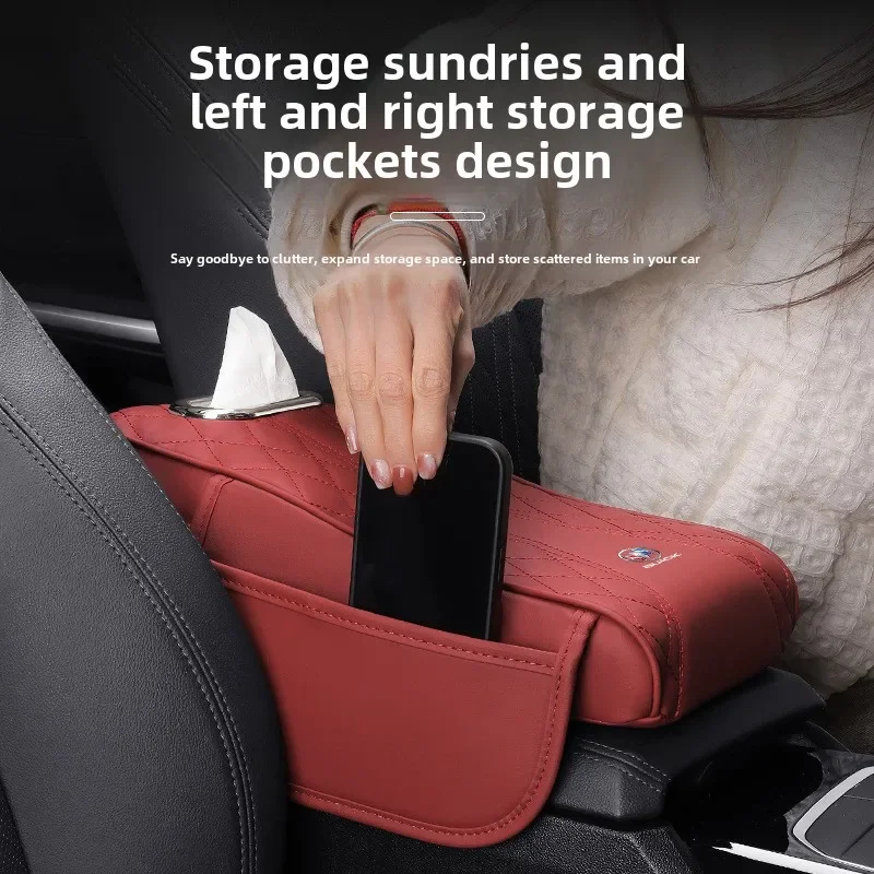 Car Armrest Box Cushion Universal Storage Bag Car Tissue Box Central Elbow Height Pad Multifunctional  Height and Width view 3
