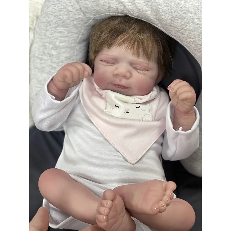 

49CM Finished Reborn Doll Pascale with Rooted Hair Hand Paint Visible Veins Realistic Reborn baby Doll muñecas bebé reborn niña