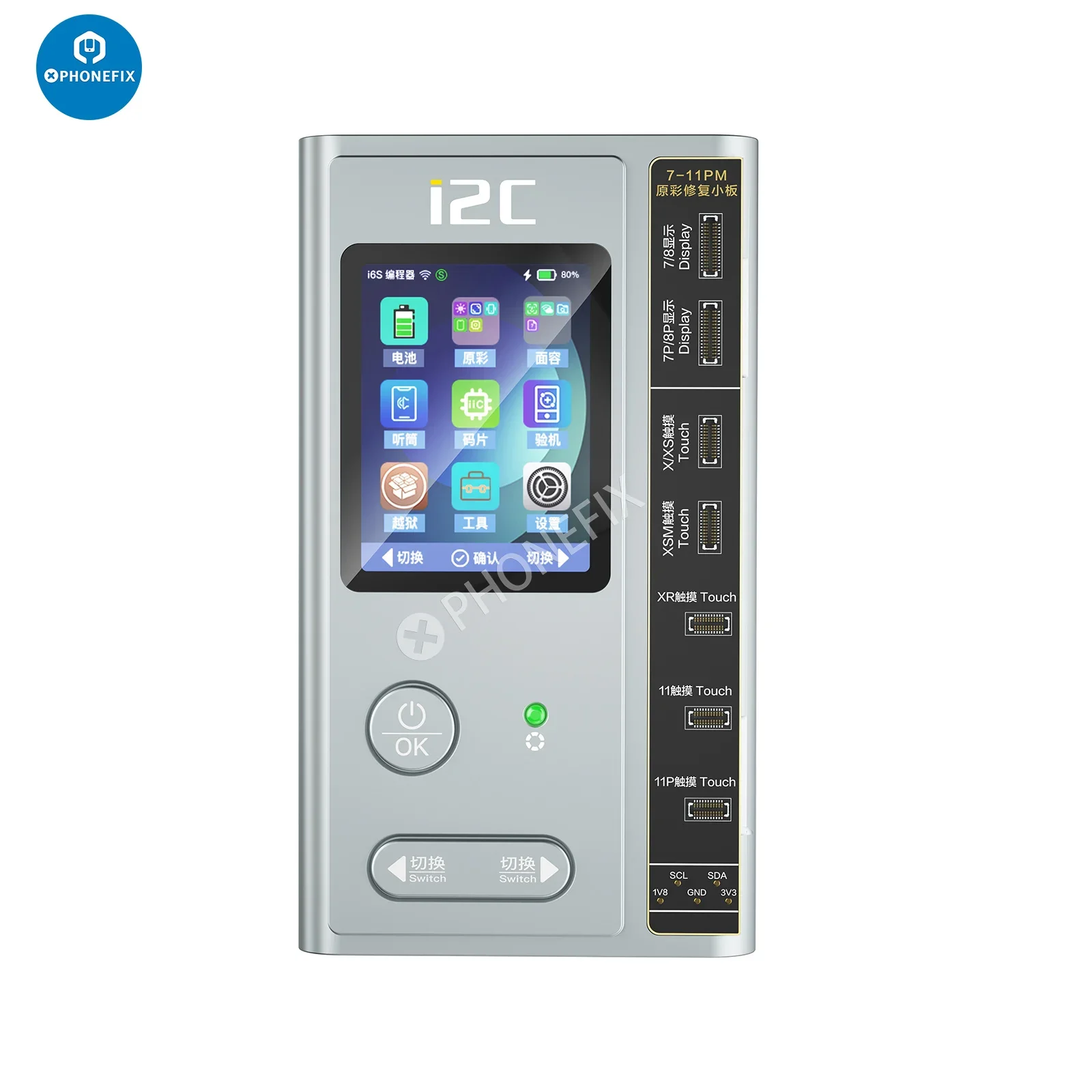 مبرمج ذكي I2C I6S لهاتف IPhone 6-14 Pro Max حساس للضوء بطارية أصلية ملونة أداة إصلاح مصفوفة نقطة ببصمة الإصبع
