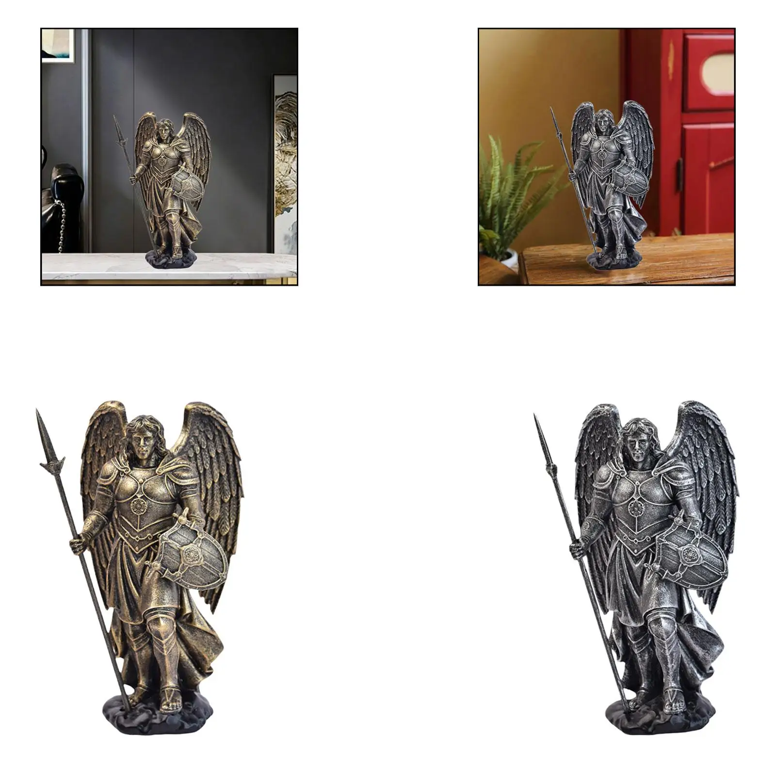 Angle Warrior Figurine, Compact Handmade Delicate Tabletop Ornament, Angel Statue Sculpture for Showcase
