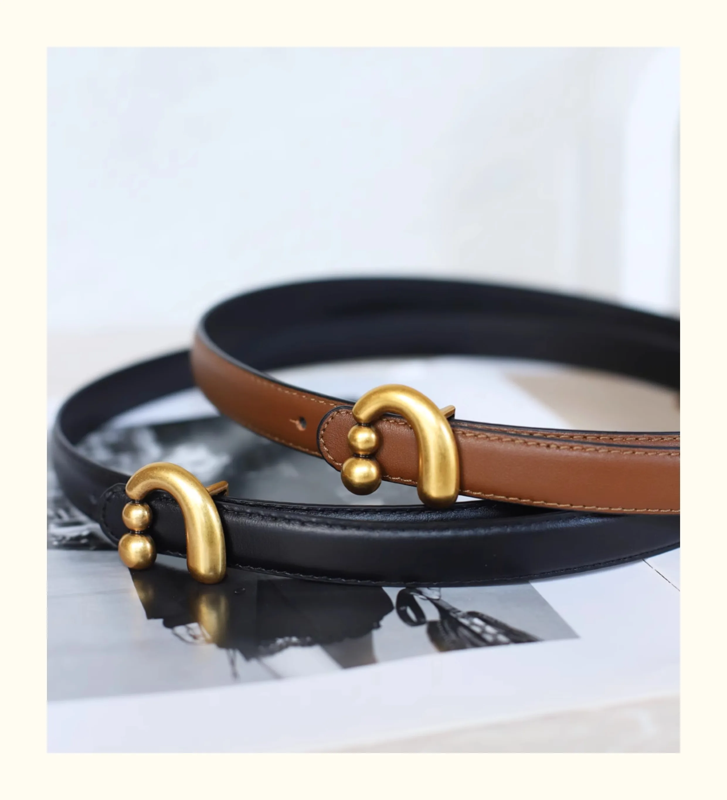 New Genuine Leather Womens Belts for Jeans Dress Gold Geometric Button Pant Ladies Casual Fashion Waist Belt