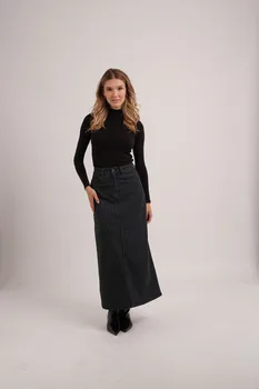 AS AW26 Black pinstripe denim skirt with stretch fashion woman clothes lady wear