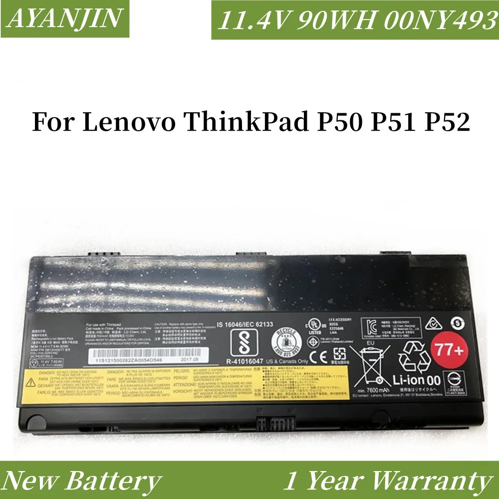 

00NY490 11.4V 90WH Laptop Battery For LENOVO Thinkpad P50 P51 P52 00NY491 00NY492 SB10H45075 SB10H45076 SB10H45077 SB10H45078