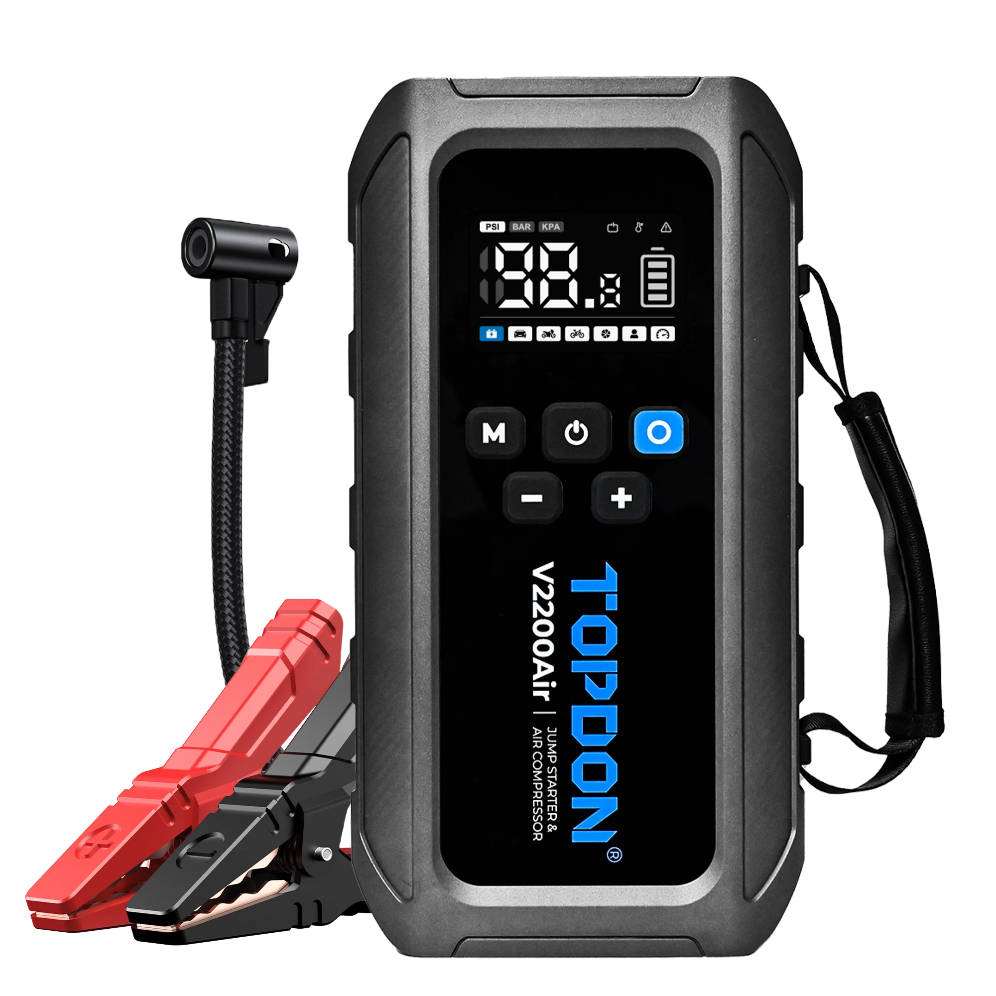 Topdon V2200 Air multi function power bank portable battery booster super capacitor jump starter powerbank with Air Pump for car
