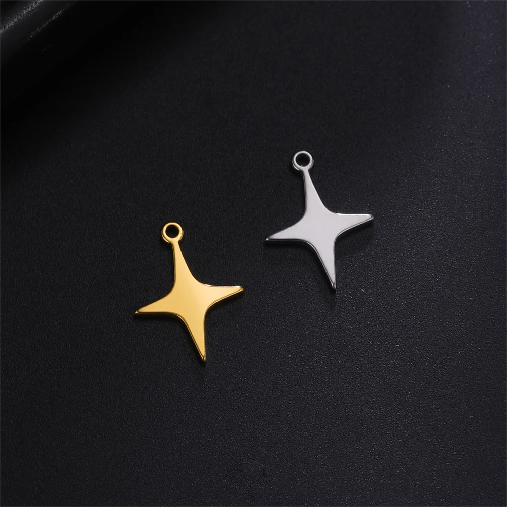 5pcs Stainless Steel Four-Pointed Star Tiny Charms Pendant For Jewelry Making Necklace Bracelet Earrings Accessories DIY Gifts