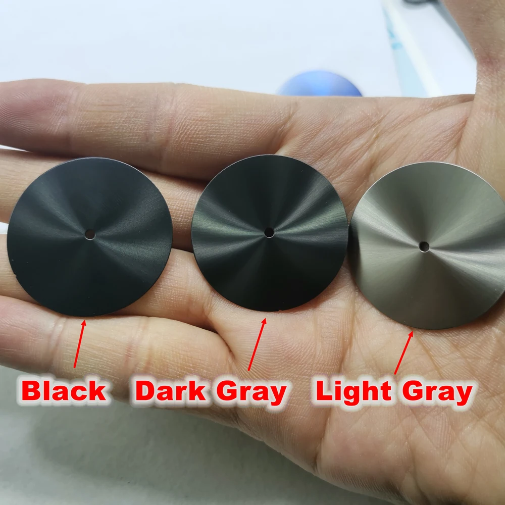 قرص ساعة فارغ 33.5 ملم وجه ساعة أمة الله أسود، أخضر، رمادي، أزرق، أحمر اللون لحركة NH35 NH36 قرص ساعة أشعة الشمس