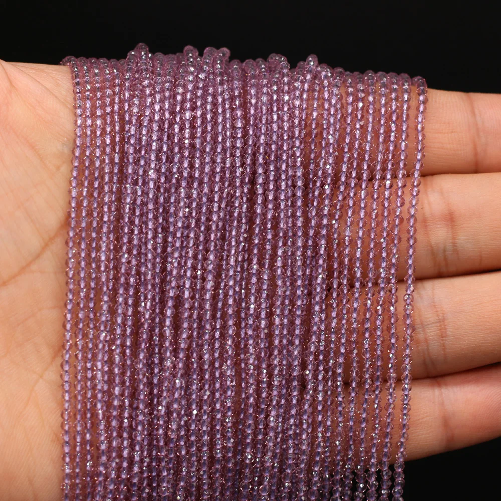 2mm Natural Stone Spinel Glass Beads Light Purple Loose Spacer Beads for Jewelry Making Supplies DIY Necklace Bracelet Accessory