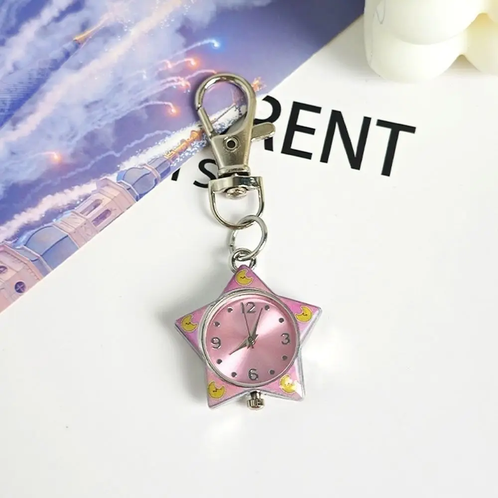 Lightweight Star Shaped Star Keychain Watch Pentagram Design Portable Pocket Watch Hanging Watch Students Nurse