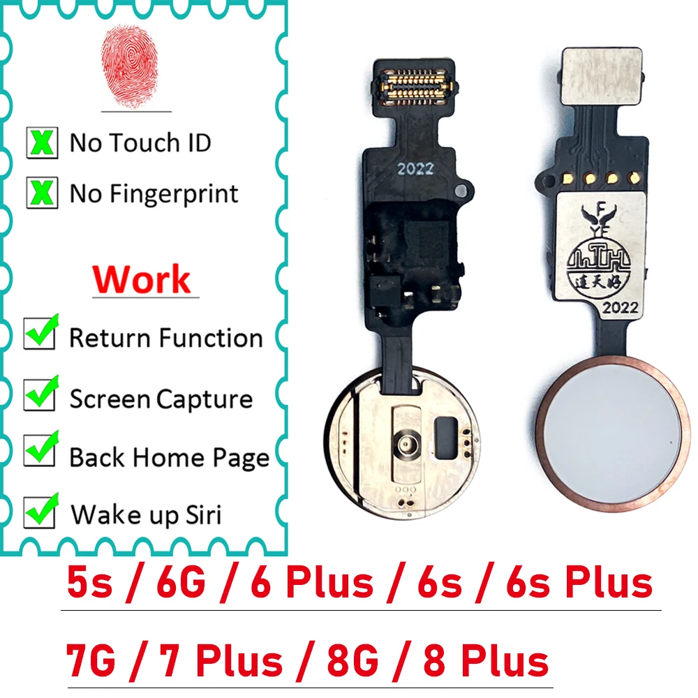 NOWOŚĆ Przycisk Home Flex dla IPhone 6S 7 8 5S 6 Plus 5 Uniwersalny kabel Flex z klawiszem powrotu bez odcisku palca Touch ID
