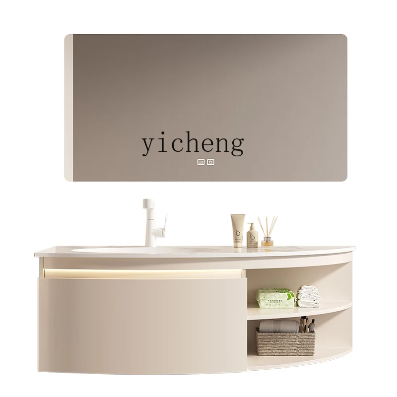 TQH light luxury rock slab seamless ceramic integrated basin washbasin bathroom cabinet