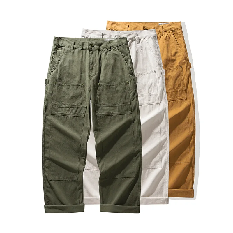 

100% Cotton Canvas Railworker Pants - Multi-Pocket Workwear Trousers Unisex Vintage Climbing & Outdoor Utility Pants OKONKWO