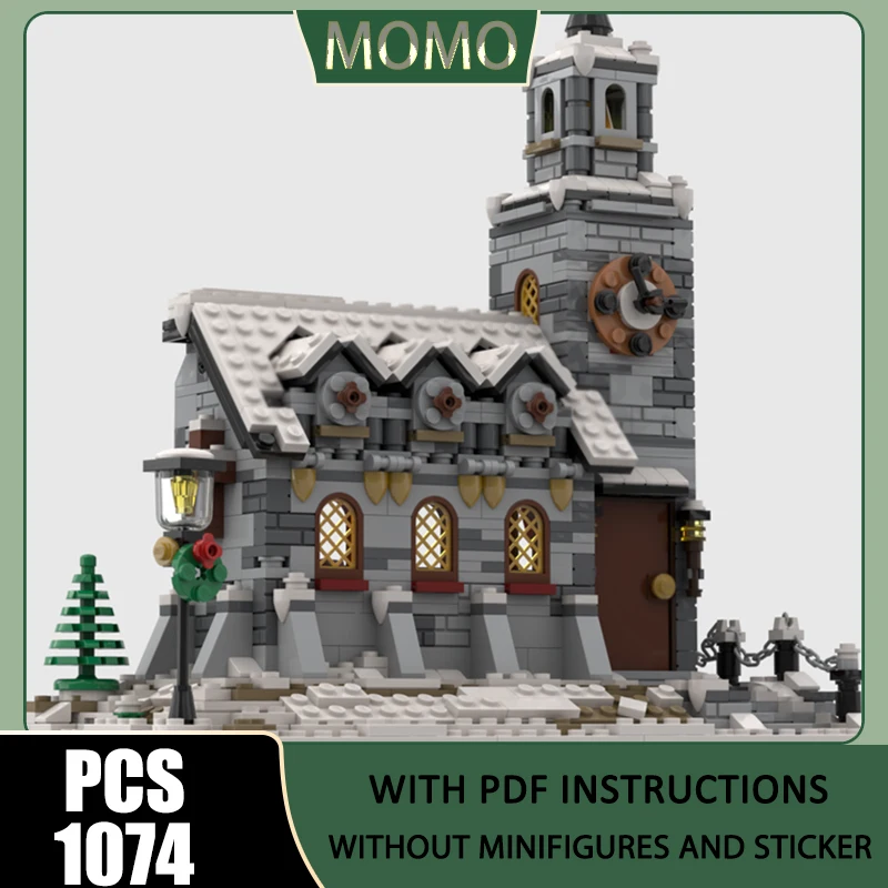 

Medieval Castle Model Moc Building Bricks Little Winter Church Model Technology Modular Blocks Gifts Christmas Toys DIY Assembly