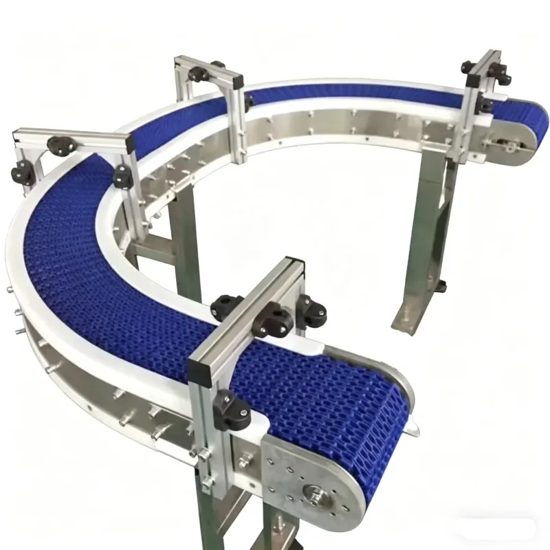 CE Factory Flexible Chain Conveyor Curve 90 Degree Chain Conveyor Modular Plastic Chain Belt Conveyor for Chips Can Bottles