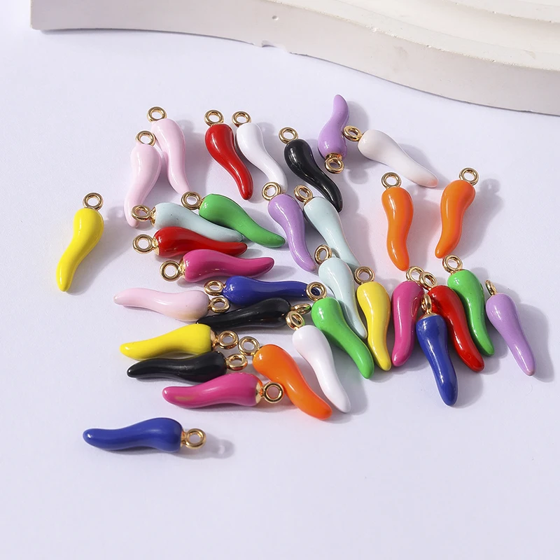 10pcs 5x19mm Cute Candy Colors Resin Food Pepper Chili Charms Pendants for Jewelry Making Drop Earrings Necklaces DIY Craft Gift