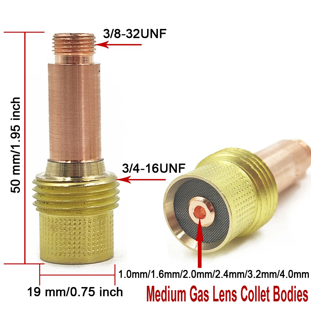 4Pcs Wig-schweißbrenner Verbrauchs Medium Gas Objektiv Collet Bodies 54N14 #8 Keramik Düsen Für TIG PTA DB SR WP17 WP18 WP26 – Detail 5