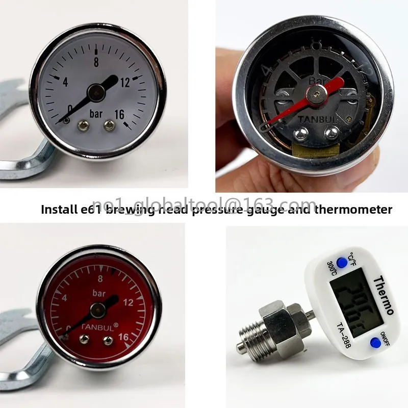 For E61 Semi-automatic Coffee Machine Modification Accessories  Brewing Head Pressure Gauge Thermometer