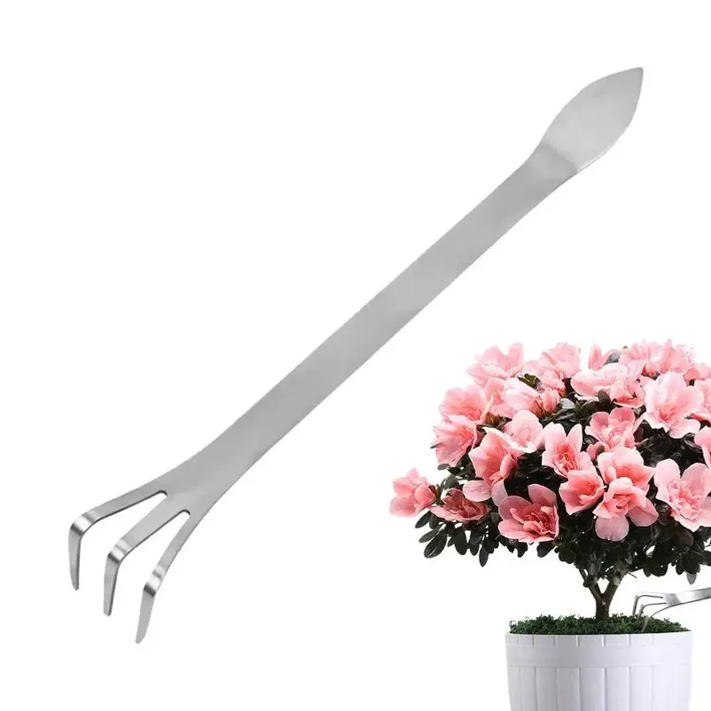 Bonsai Rake Stainless Steel Soil Loosening Tool With Ergonomic Handle Double-Head Multi-Functional Gardening Supplies For Home