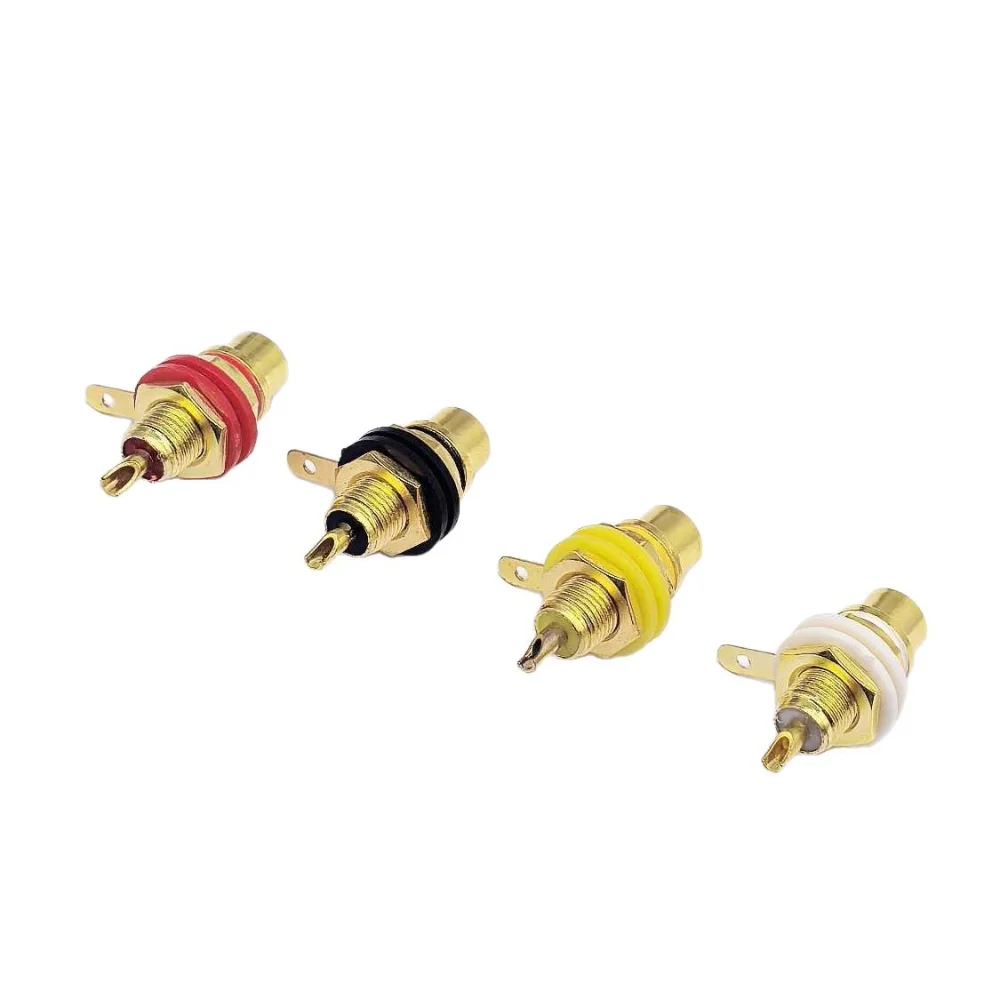 1/5/10 Pcs Pure Copper Gold-Plated RCA Plug Socket Front Speaker Amplifier AV Audio Video Signal Terminal DIY Lotus Base Adapter
