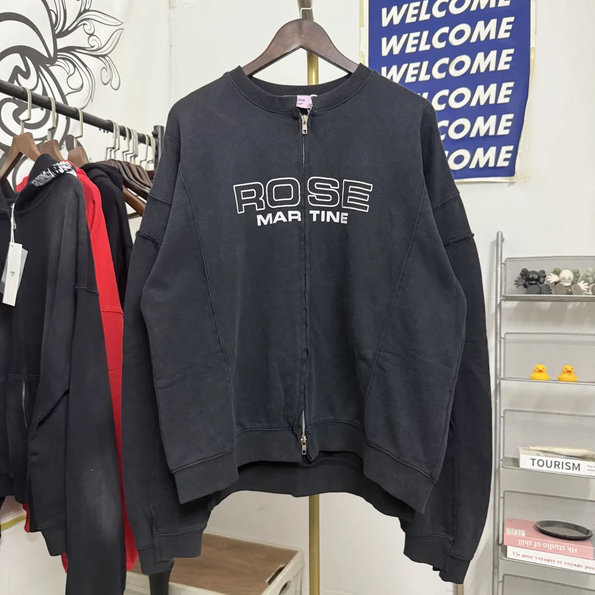 

Черная зимняя винтажная стираная куртка MARTINE ROSE в стиле пэчворк на молнии с принтом, свободная бейсбольная куртка высокого качества, хлопковые пальто, бирки