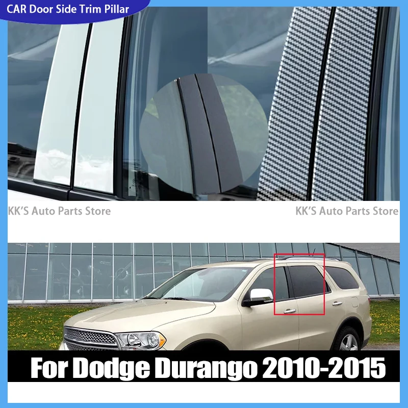 

6Pcs Car Pillar Posts Door Window B C Column Trim Decorative Stickers Black For Dodge Durango 2010-2013 2014 2015 Exterior Parts