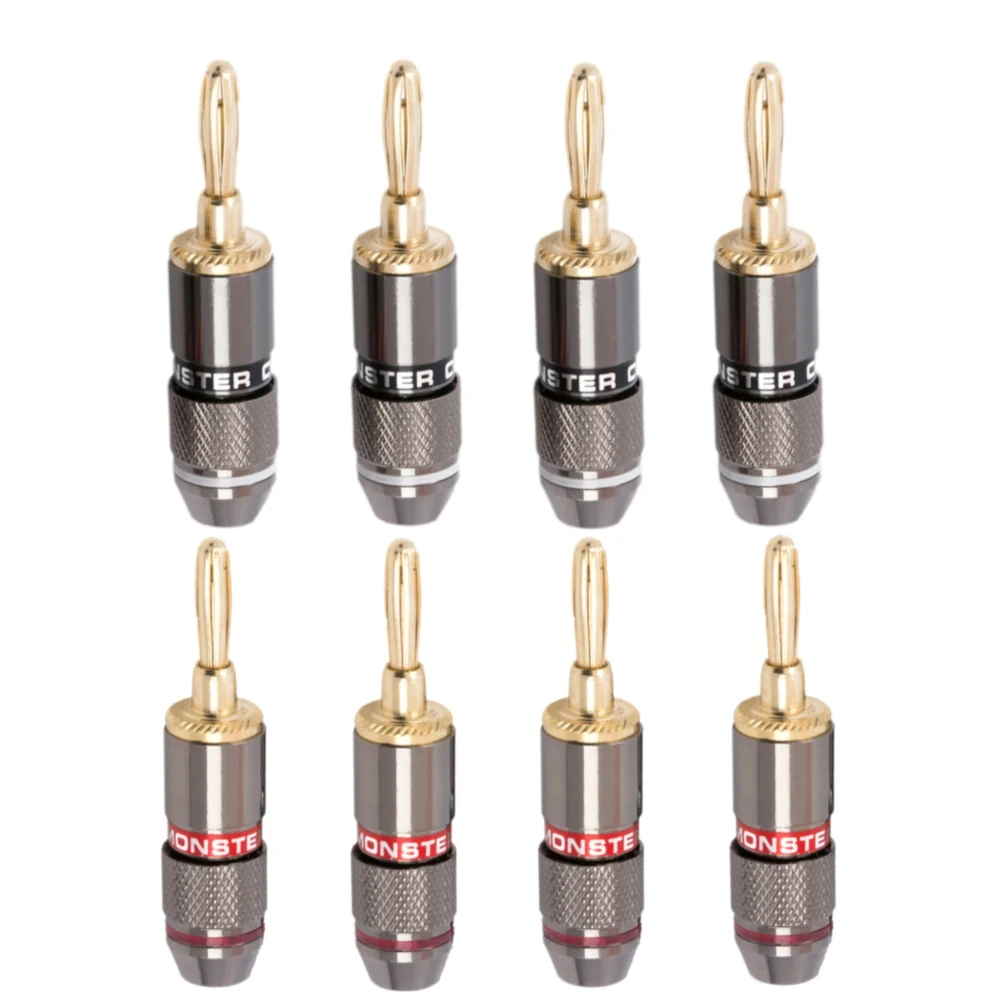 8 szt. 4mm wtyczka bananowa 24K pozłacana czysta miedź Monster Adapter głośnikowy wtyczki śrubowe złącza audio