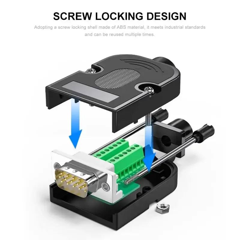 DB9 DB15 DB25 Solderless Plug 9Pin 15Pin 25Pin 37Pin D-SUB RS232 Connector 3+9 VGA Male Female Breakout Connector with Shell