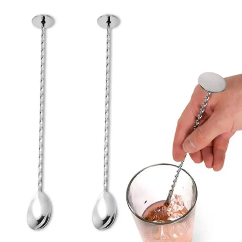 Long Handle Cocktail Stirrers Bartender Mixing Stick Spoon Stainless Steel Barman Accessories Whisky Bar Kitchen Drinks Shaker