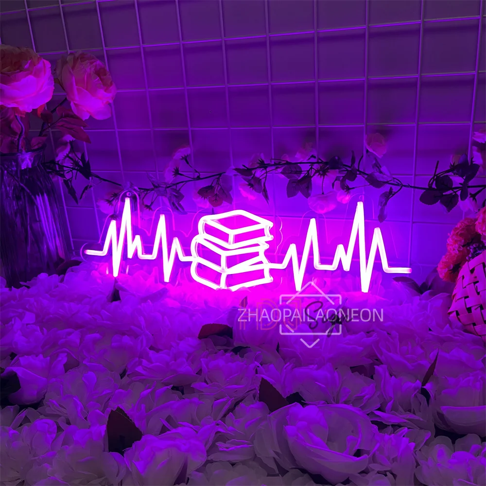 Libro Insegna al neon Libreria Casa Appeso a parete a LED Art Room Decor Biblioteca Luci notturne al neon a LED Decorazione camera da letto USB Insegne al neon