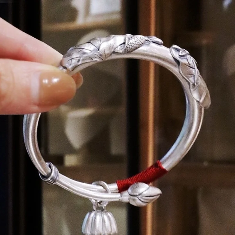Women'S 999 Push-Pull Ethnic Silver Bracelet