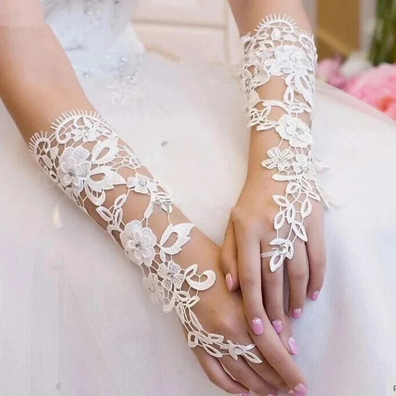 Gants de mariée en dentelle longueur coude pour patients, Citrofingerless, gants de mariage, nouveau, 2024