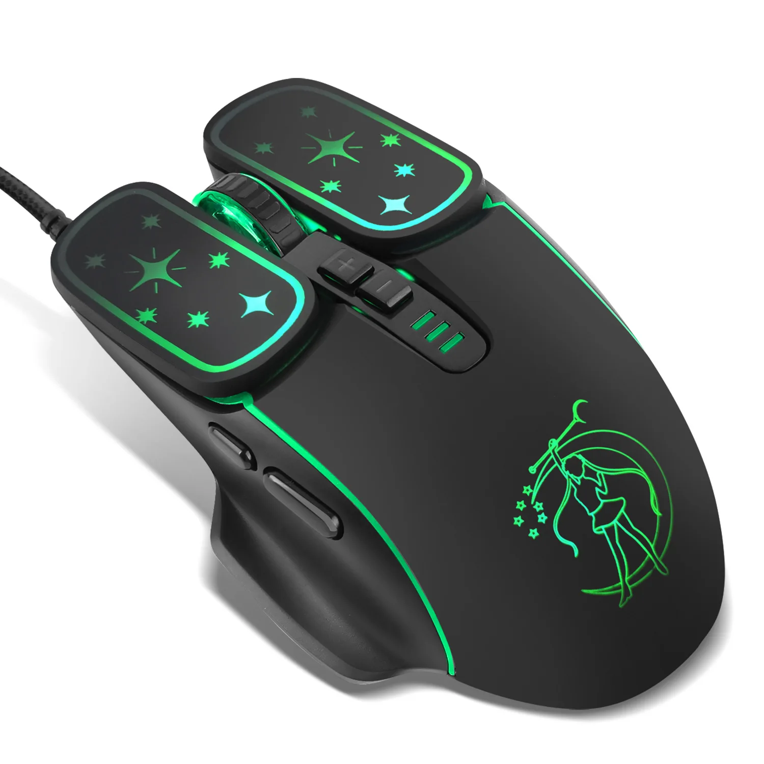 7200 DPI Silent RGB Gaming Mouse, Wired Desktop Computer Mouse with Cute Anime Girl Design, High Precision Gamer Mouse