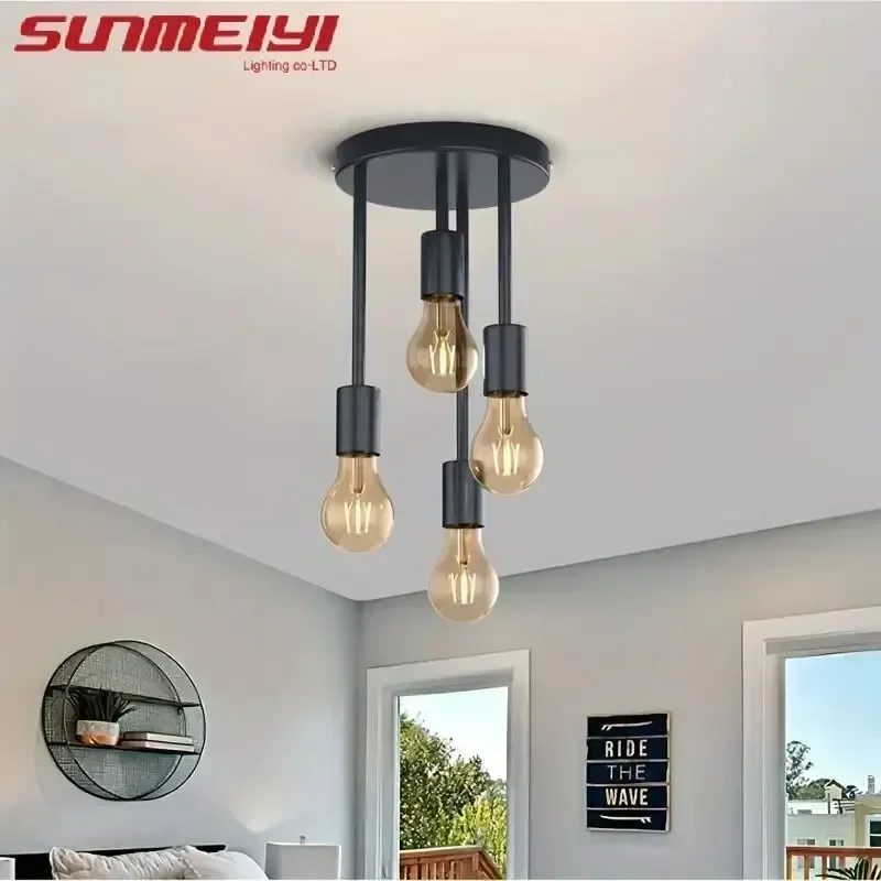 1PC Modern Minimalist E27 Bulb Base Ceiling Light Fixture for Bedroom Kitchen Hallway Balcony - No Bulb Included