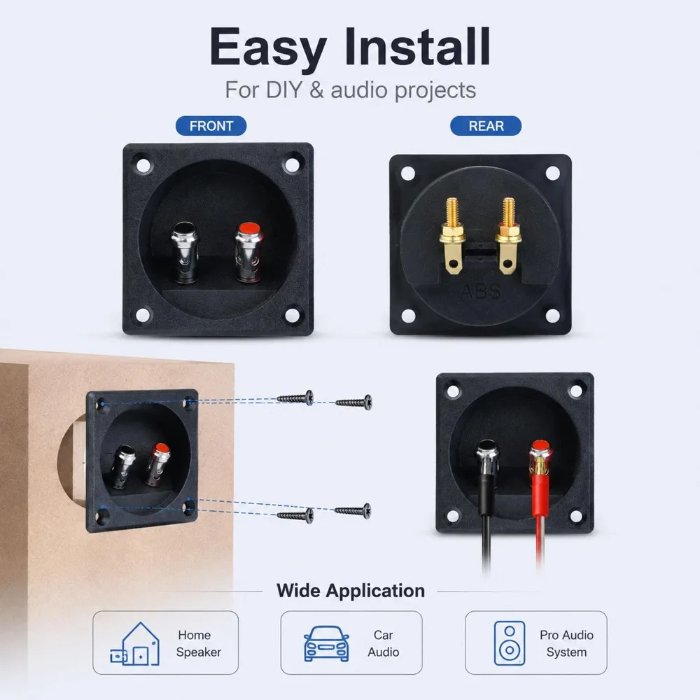 Speaker Box Terminal with Double Binding Posts Subwoofer Board Cup Plates Kits Connectors Repalcement Plug DIY Stereo Home Audio