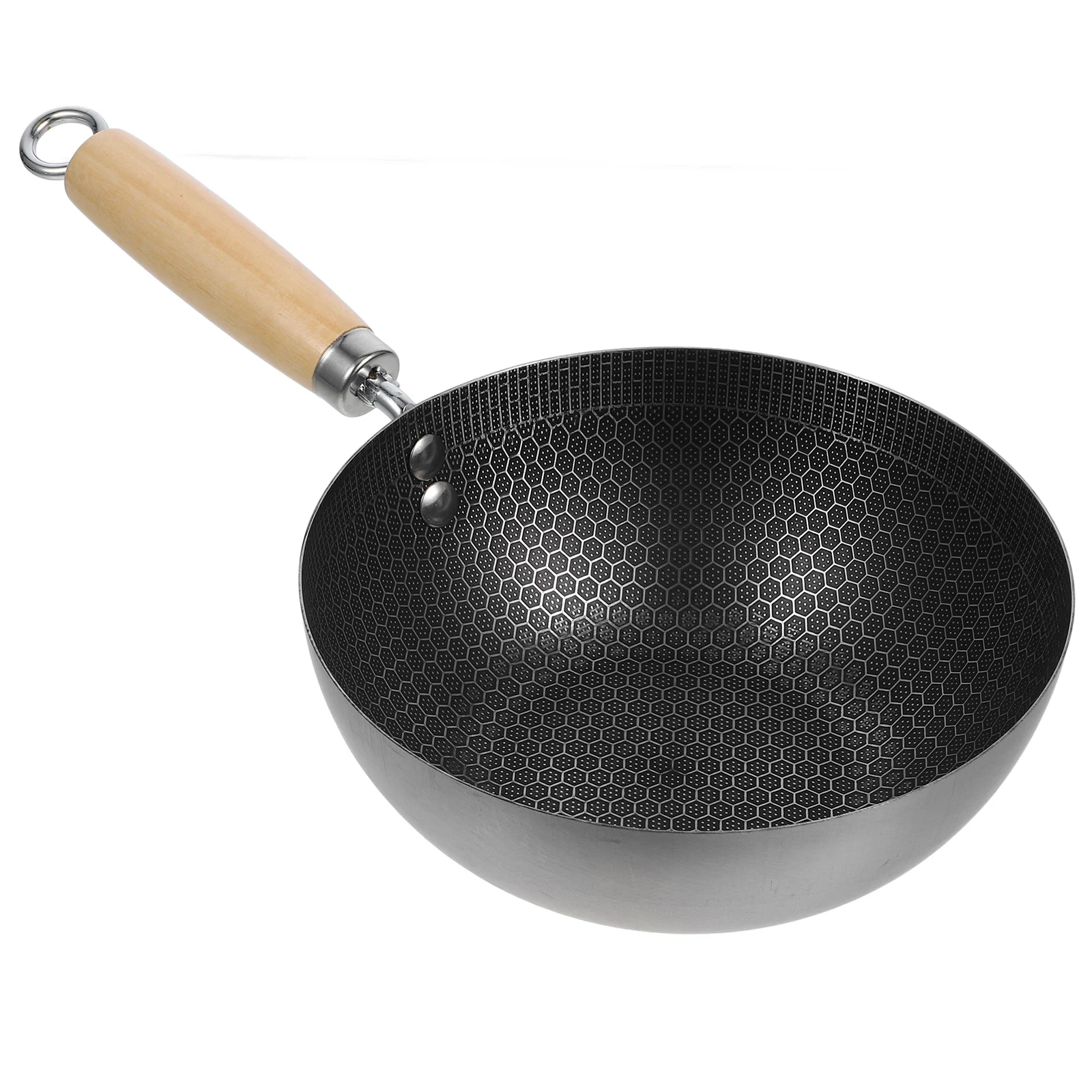 

1pc Stainless Steel Frying Pan Honeycomb Grain Ergonomic Handle Nonstick Bbq Cooking Kitchen Cookware
