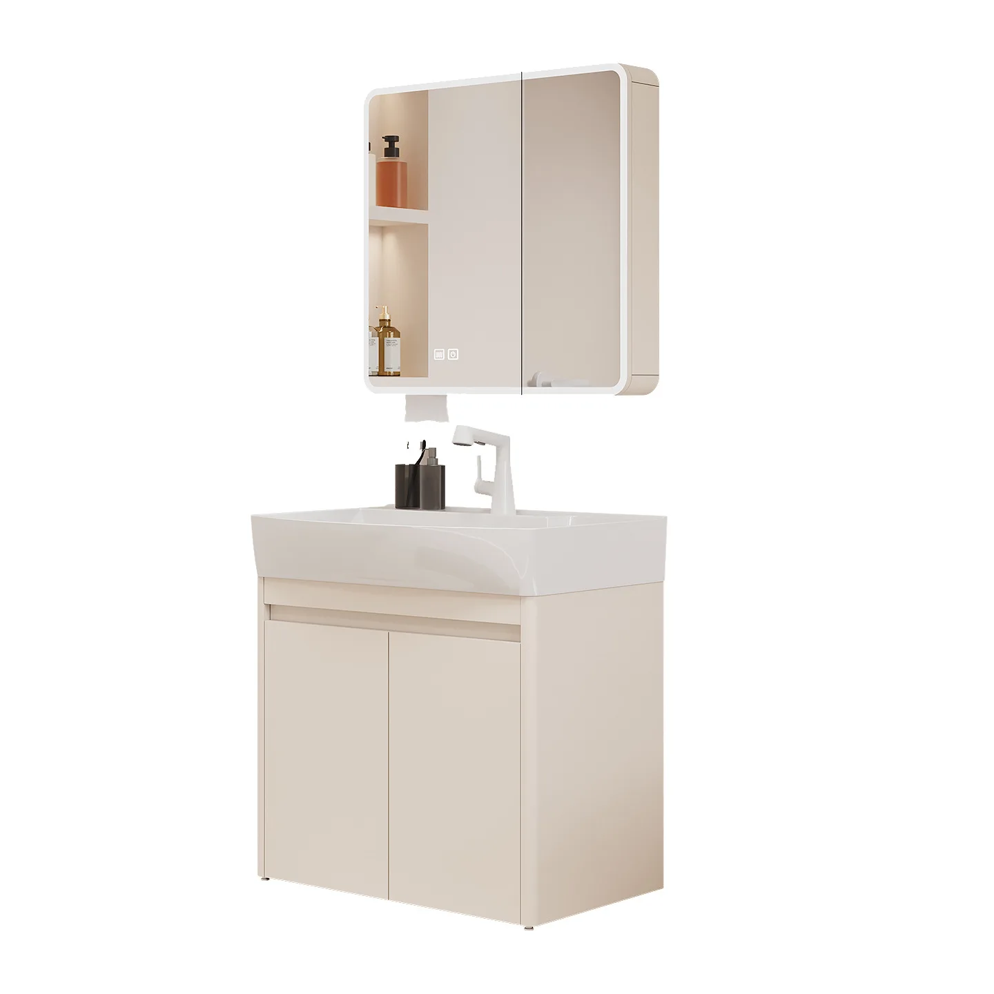 

Floor-to-ceiling bathroom cabinet ceramic integrated basin toilet enlarged and deepened belly basin balcony laundry cabinet