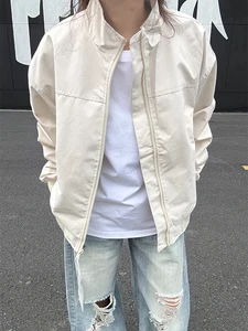 Cleanfit American Sle  Jaet ort Outdoor Windbreaker Baseball orm Stand Collar Women Men Autumn Faion Outerwear